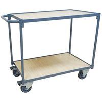 Chariot 2 plateaux - 250 kg - Barre horizontale - Manutan