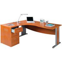Bureau asymétrique Quatuor avec pied en L et caisson - Manutan