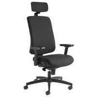 Fauteuil de bureau Oria pied noir avec accoudoirs et têtière GGI