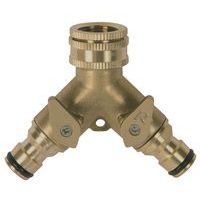 Nez de robinet laiton  2 circuits  3/4-1/2 2 sorties 3/4 - Vanne d’arrêt