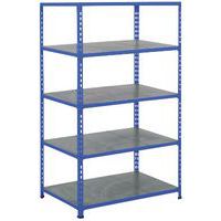 Rayonnage mi-lourd Rapid 2 - 5 tablettes métal 1980x915x610 bleu - Manutan Expert