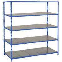 Rayonnage mi-lourd Rapid 2 - 1980x1525x610 5 tablettes métal bleu époxy - Manutan Expert