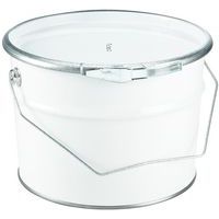 Seau métallique blanc avec couvercle à levier – 7L
