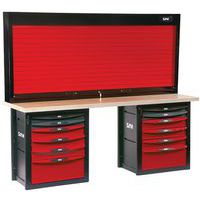 Etabli d'atelier 12 tiroirs avec armoire a rideau