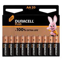 Pile alcaline AA Plus 100% - 20 unités - Duracell