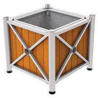 Jardinière acier et bois Province inox brossé avec bac - Procity