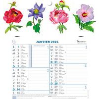 Calendrier mensuel 2024 Fleurs sur plaque 27,5 x 30,5 - Exacompta
