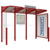 Abri bus Conviviale 3 m vitrine droite - bardage gauche - Procity