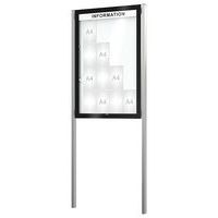 Vitrine Edge bandeau titre épaisseur 80 mm sur poteaux - Procity