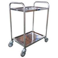 Chariot inox - 2 plateaux - Force 100 kg - Manutan