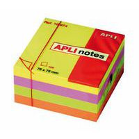 Cube 400 feuilles notes repositionnables couleurs fluo - Apli