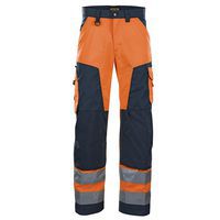 Pantalon haute visibilité orange fluorescent/marine