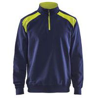 Sweat col camionneur bicolore marine/jaune fluo