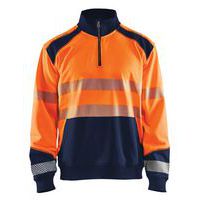Sweat col camionneur haute visibilité orange fluorescent/marine