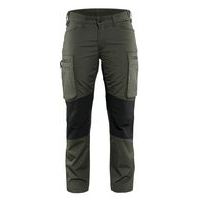 Pantalon services stretch femme vert armée/noir