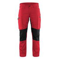 Pantalon services stretch femme rouge/noir