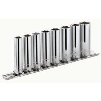 Jeu 8 douilles 3/8 pouces 12 pans longues en pouces sur rack