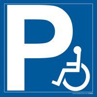 Panneau parking P + pictogramme handicapé