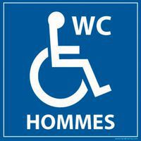 Panneau de signalisation WC hommes handicapé