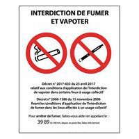 Panneau Interdiction de fumer et vapoter PVC ou autocollant