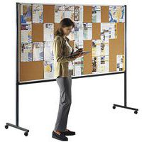 Panneaux d'affichage double face liège  sur roulettes