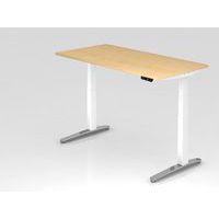 Bureau assis-debout pied blanc brillant XBHM-160x80 cm-Hammerbacher