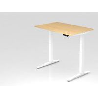 Bureau assis-debout pied blanc série XBHM-120x80 cm-Hammerbacher