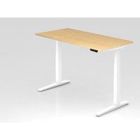 Bureau assis-debout pied blanc série XBHM-160x80 cm-Hammerbacher