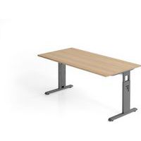 Bureau carré à piètement C - Plateau chêne - 160x80cm - Hammerbacher