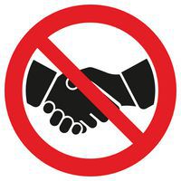 Panneau d'interdiction « Ne pas serrer la main »