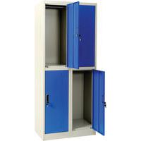 Vestiaire métal 2 cases bleu - 2 colonnes - Sur socle - Manutan