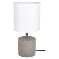 Lampe à poser en béton gris-cylindric-abat jour blanc-1 ampoule-Strong