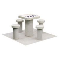 Table de jeu de dames et tabourets 4 personnes béton
