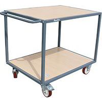 Chariot acier 2 plateaux bois - Force 400 à 500 kg - Manutan