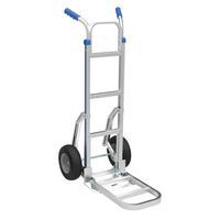 Diable aluminium double pelle roues PUR
