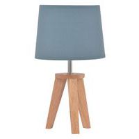 Lampe trépied en bois scandinave Yoga Abat-jour conique en coton Corep