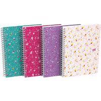 Cahiers flowers spirale 148x210 120 pages + marge - Lot de 5 - Oxford