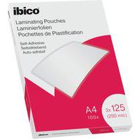 Pochettes plastification A4 Ibico auto adhésives, boite 100