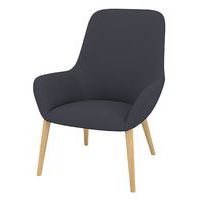 Fauteuil City dossier haut tissu Trévira M1 pied bois