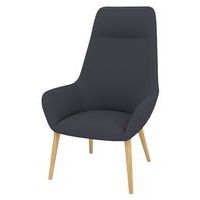 Fauteuil City dossier haut appui-tête tissu Trévira M1 pied bois