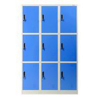 Vestiaire métal 9 cases bleu - Sur socle – Manutan Expert