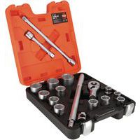 Jeu douilles 3/4 6 pans métriques + tête cliquet 17  pièces - Bahco