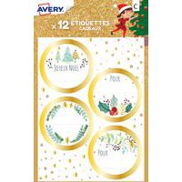 Étiquette cadeau de Noël - Motif doré - Avery