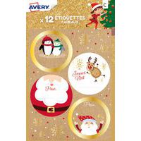 Étiquette cadeau de Noël - Motif kraft Père Noël - Avery