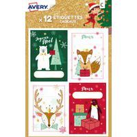 Étiquette cadeau de Noël - Motif ours polaire et renard - Avery