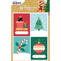 Étiquette cadeau de Noël - Motif sapin et cadeau - Avery