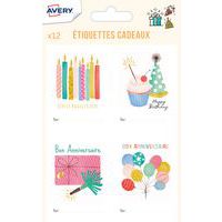 Étiquette cadeaux anniversaire - Motif pastel - Avery