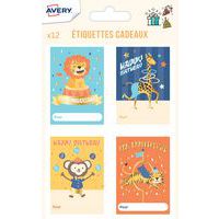 Étiquette cadeaux anniversaire - Thème cirque - Avery