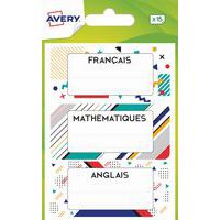 Étiquette matières scolaires - Motif graphique - 76 x 34 mm - Avery