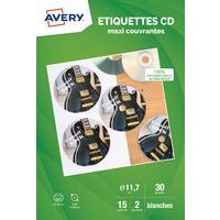 Étiquette pour CD maxi couvrante - Jet d'encre - Ø117mm - Avery